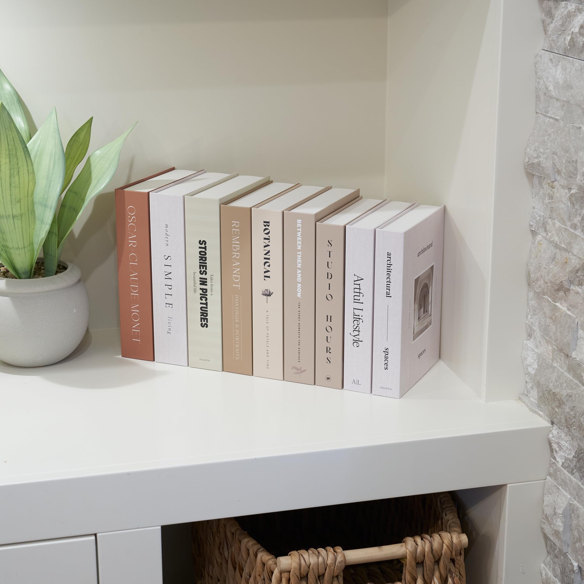 Beautiful Decorative Books - Set of 9 Boxes Enhance Your Coffee Table, Bookshelf or Mantel Shelf Decor - Aesthetic Fake/Faux Books for Modern Home Decoration, Photo Storage and as a Keepsake Box