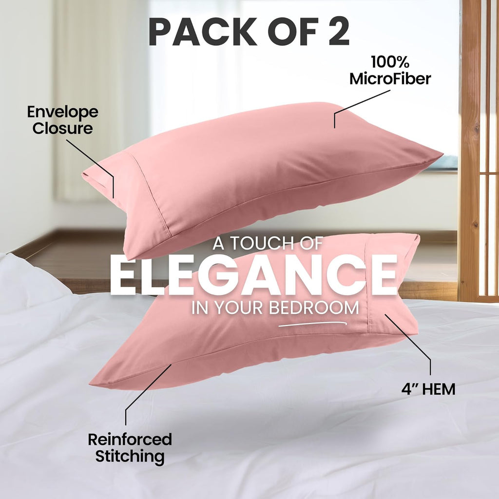 Utopia Bedding Queen Pillow Cases | Soft Brushed Microfiber - 2 Pack, Fade Resistant, 20x30 Inches - Pink