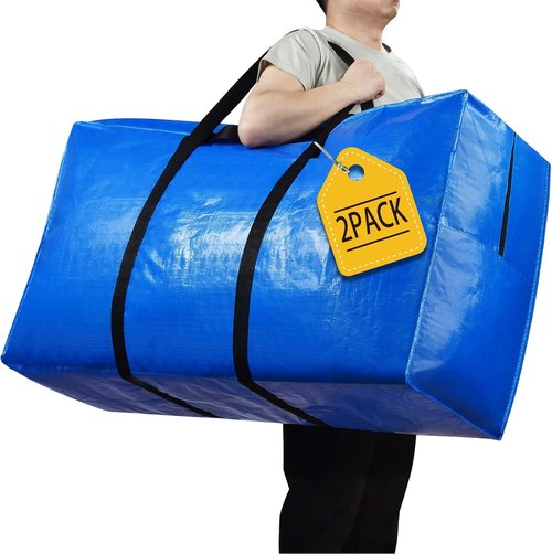 57 Gallon Extra Large Storage Bags by [Brand Name] - Heavy Duty Jumbo Moving Totes | Foldable Duffle for Travel & Christmas Tree - 2 Pack