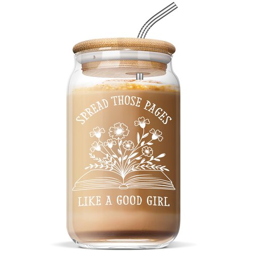 Book Lovers Gifts for Readers: Bookish, Reading & Book-Themed Gifts for Teachers, Librarians & Kids - Mothers Day, Graduation & Birthday Gift - 16oz Glass Cup