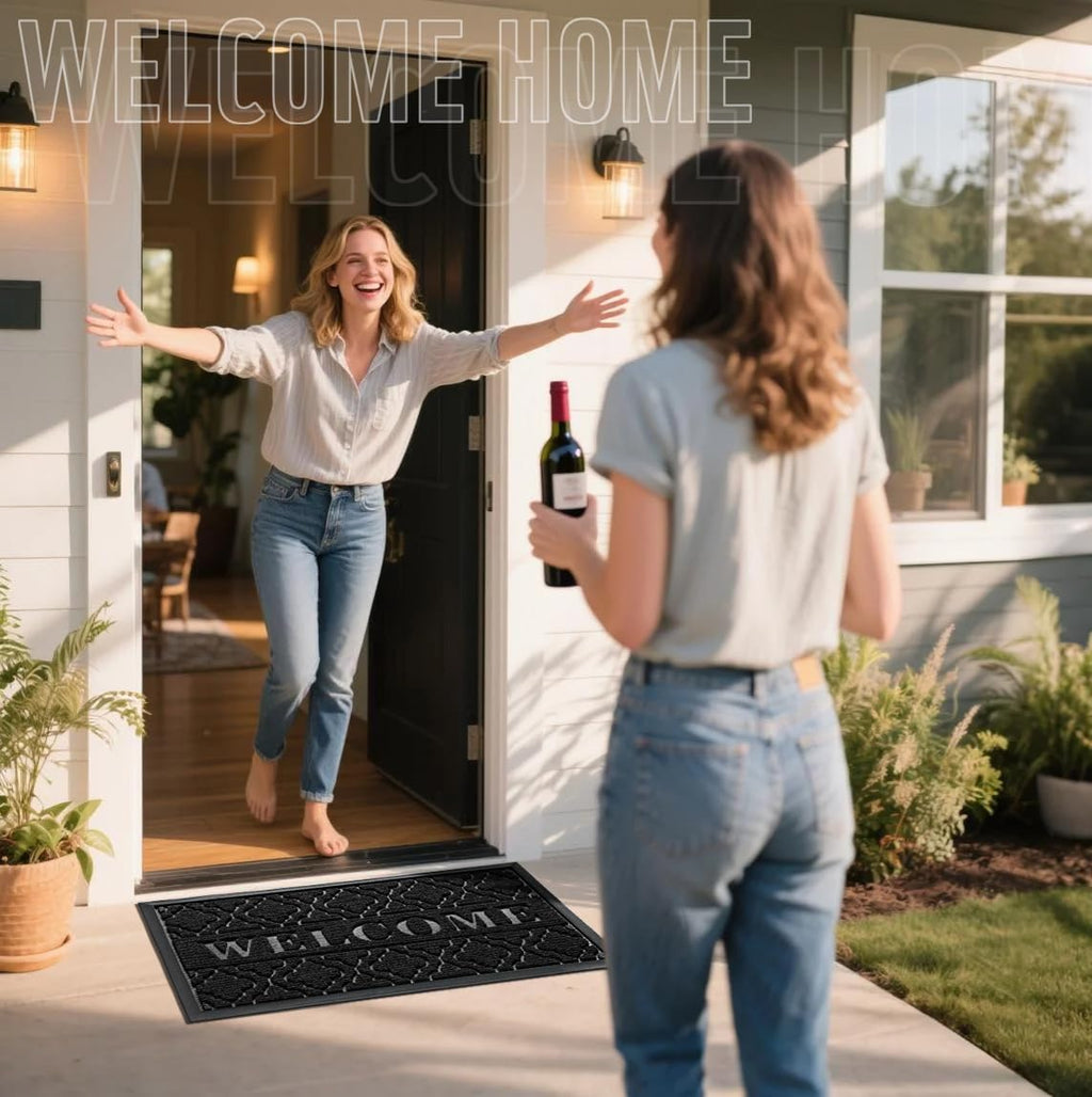 Yimobra Welcome Mat - All-Weather Waterproof Non-Slip Doormat for Indoor/Outdoor Use | 29.5x17, Black