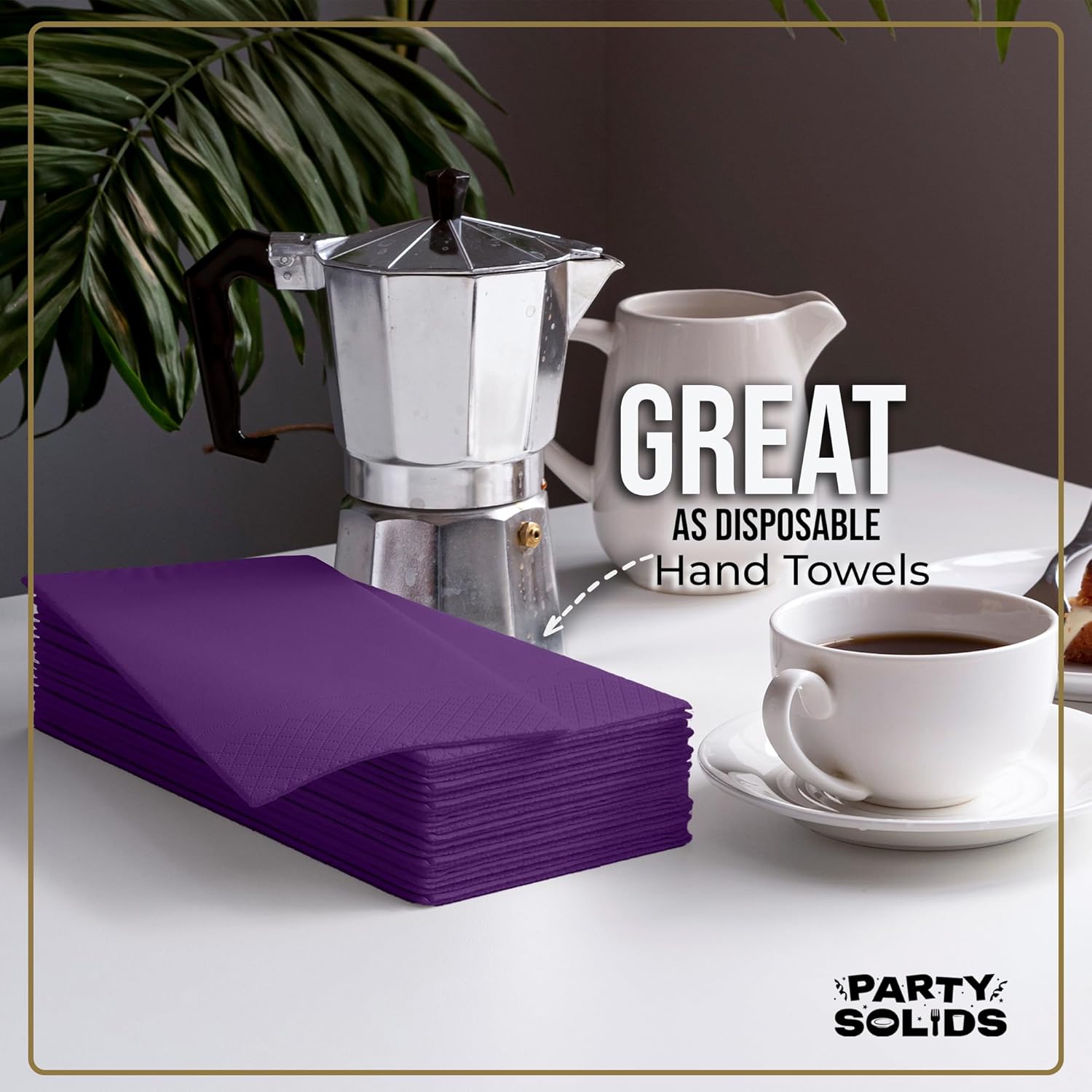 Party Solids Purple Dinner Napkins - 40 Pcs 2-Ply Disposable Paper Napkins for Events & Everyday Use