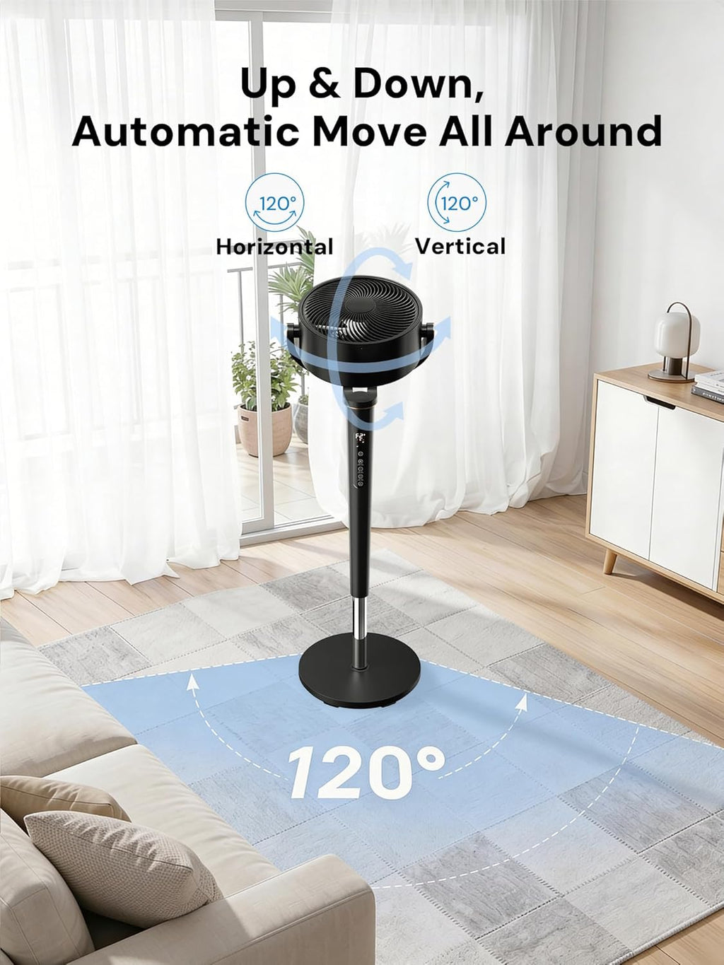 **KEGIAN Standing Fan - 120° Oscillating, 20dB Quiet Pedestal Fan with Remote | 16 Speeds, 12H Timer, High Velocity**