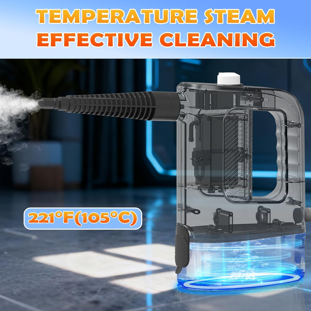 Skiennix Handheld Steam Cleaner - 3-Level Adjustable, 15s Heat-Up, 400ML Capacity, 14 Accessories Included