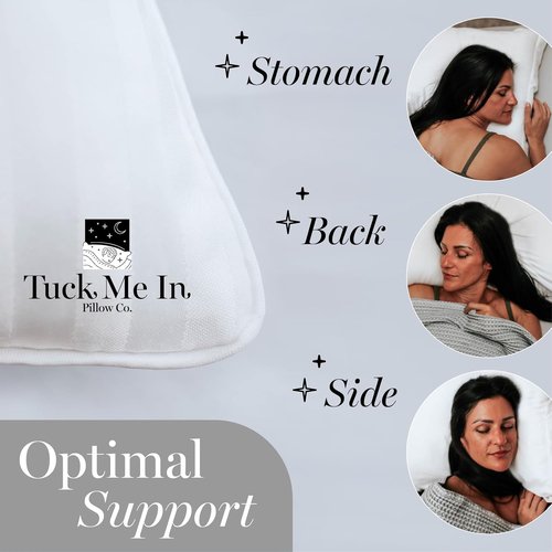 Houseify Tuck Me In Pillow Co. Down Alternative Pillows - Hypoallergenic Queen Size, Set of 2 | Premium Comfort for Side & Back Sleepers