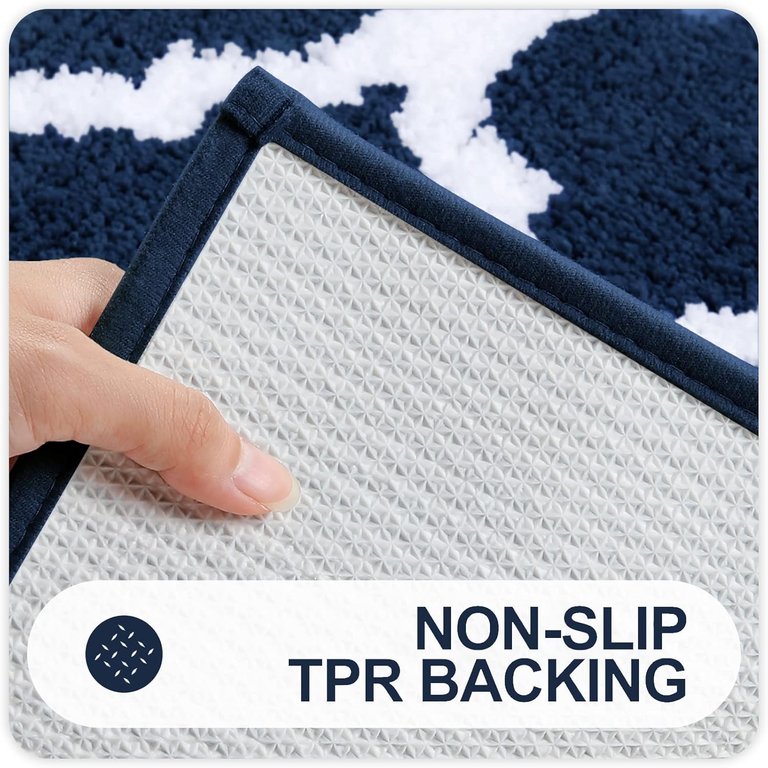 OLANLY Bathroom Rugs Set - 2-Piece Microfiber Bath Mats with Non-Slip Design | Navy, Machine Washable (30"x20"+24"x20")