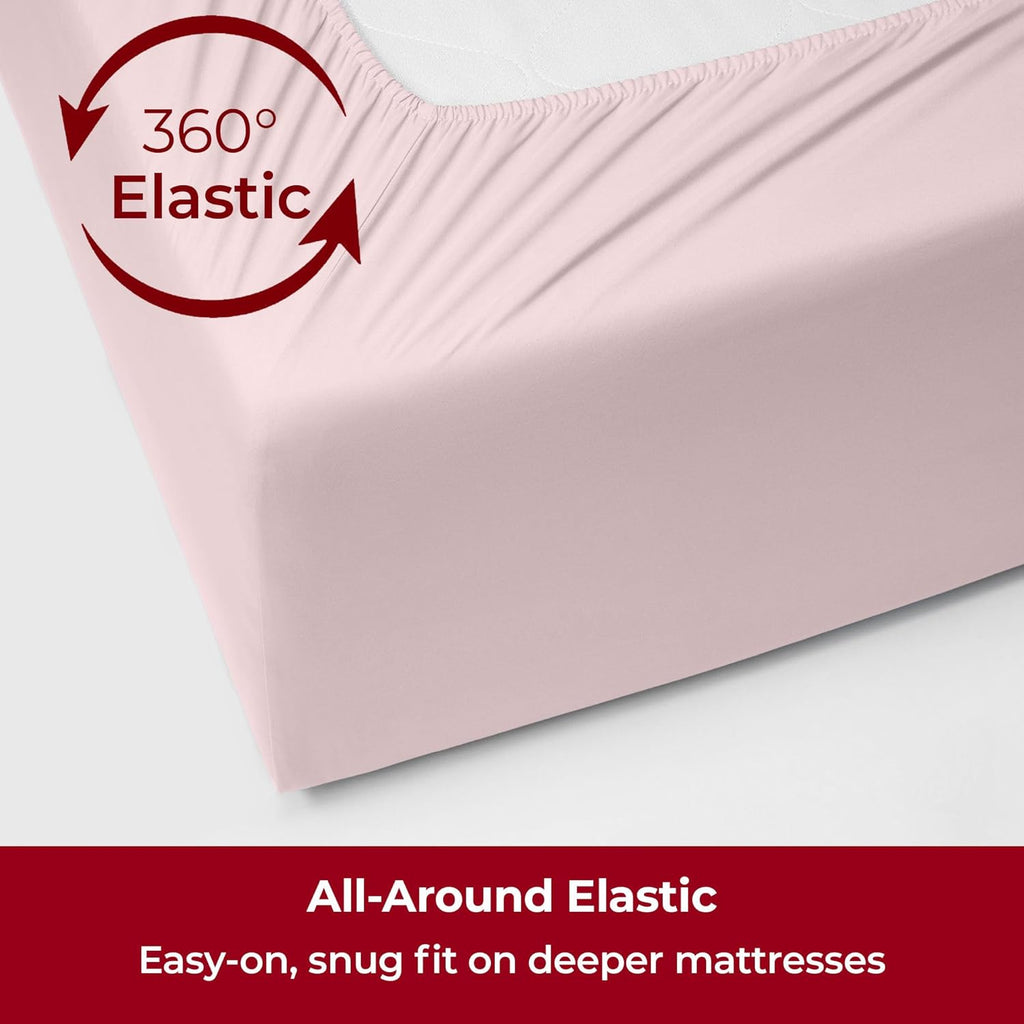 Mellanni Extra Deep Twin XL Sheets - Ultra Soft Hotel Luxury Bedding - Wrinkle & Fade Resistant (Blush Pink)