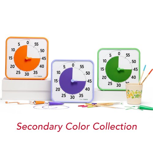 Time Timer 8 Inch Learning Center Classroom Set — 60 Minute Visual Timer for Kids with Dry Erase Activity Cards for Kids Classroom, Learning Centers and Teachers Desk Clock, Secondary (3-Pack)