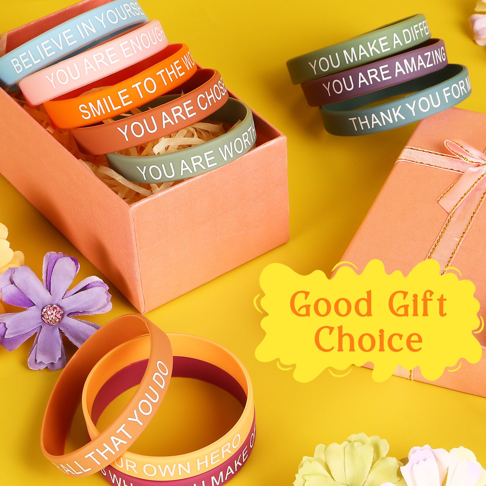 VICROIC 30 PCS Motivational Quote Silicone Bracelets, Inspirational Rubber Wristbands, Colorful Inspiring Silicone Bracelets for Office Classroom Rewards Gifts Party Favors Supplies