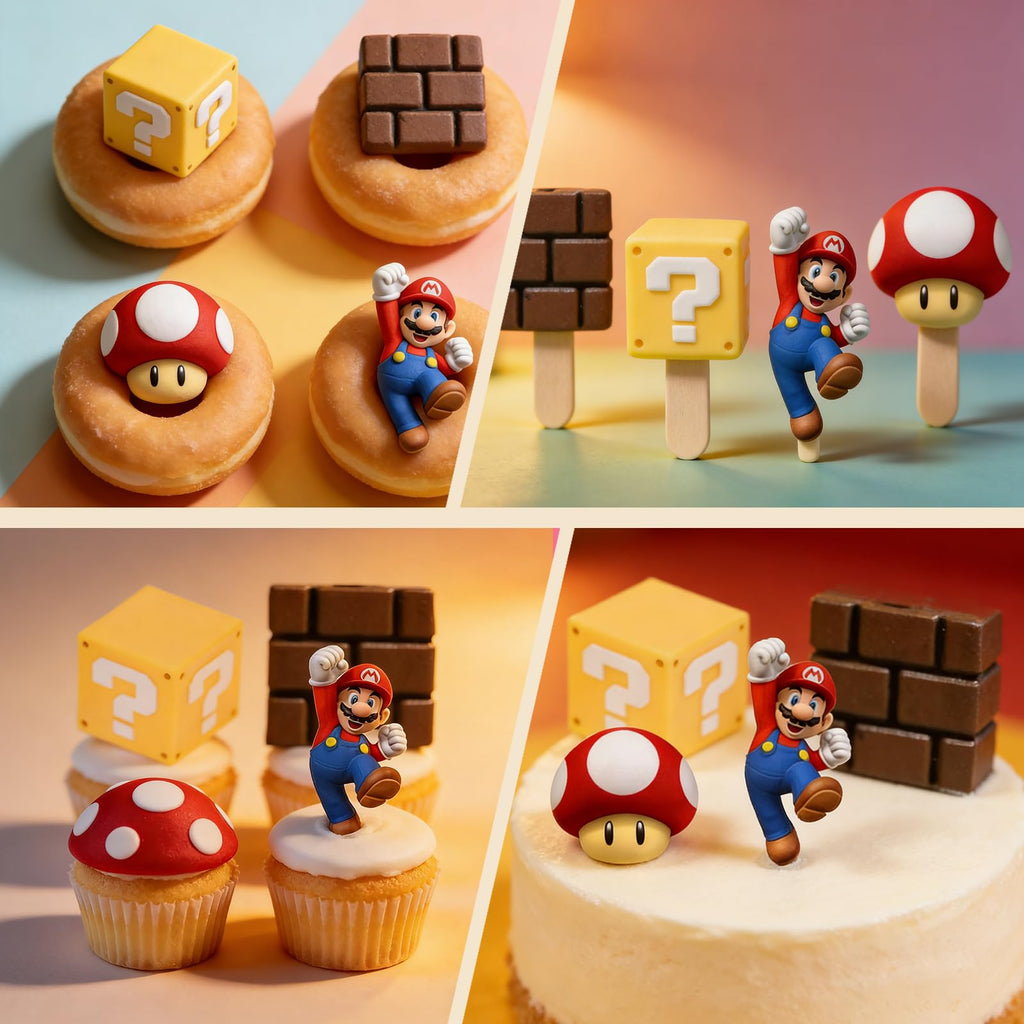 IKOJING Super Cube Chocolate Silicone Mold 3 pcs, Mushroom Dragon Gold Coin Cake Decoration Fondant Molds, for DIY Ice Cubes, Candies, Cupcake Toppers, Resin, Clay, Plaster Molds