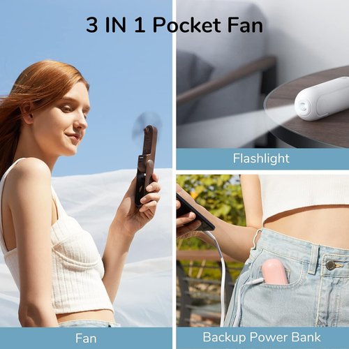 JISULIFE Handheld Mini Fan - 3-in-1 Neck Fan with 4000 mAh Battery | Up to 19 Hours of Use