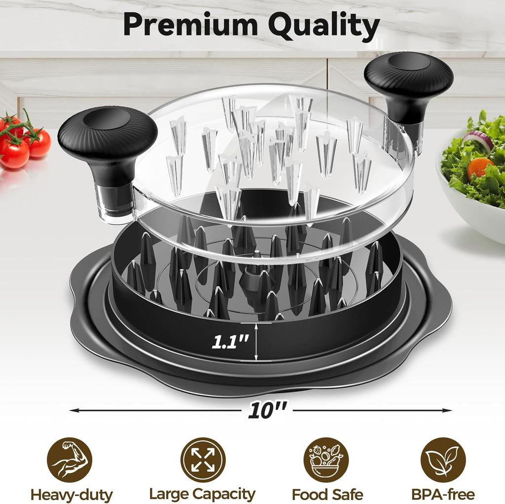 Ukeetap 10" Pro Chicken Shredder Tool - BPA-Free, Ergonomic Design & Anti-Slip Base, Black