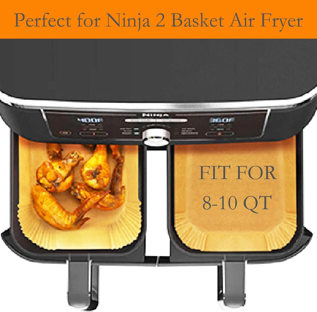 Skiennix Air Fryer Liners - 300 PCS Disposable Baking Paper for 8-10QT Ninja Dual Baskets | Food Grade 8.1 x 5.1 Inch