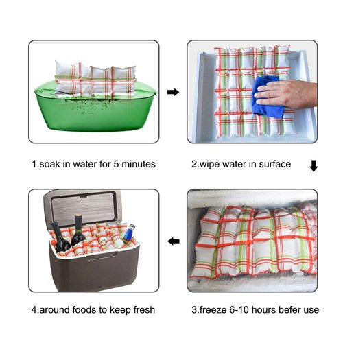 50 Pcs Reusable Ice Pack Sheets, Flexible Ice Blanket for Coolers and Shipping, Freezer Packs for Cold Storage, Food Transport, Hiking, Camping and Outdoor(24 Large Cell Each)