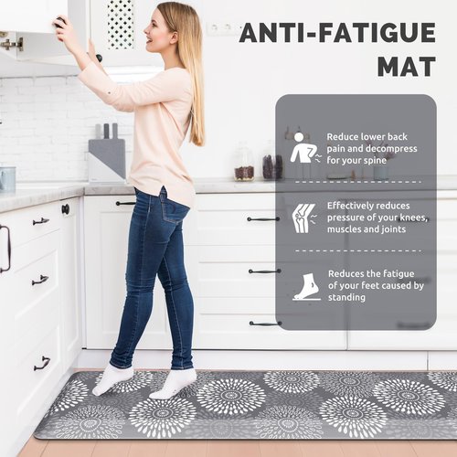 LuxStep Kitchen Mat Waterproof Kitchen Rugs for Floor Cushioned Anti-Fatigue Mat Non-Slip Standing Desk Mat Comfort Floor Mats for House Sink Office 17.3" x 60"-4/5 Inch Grey