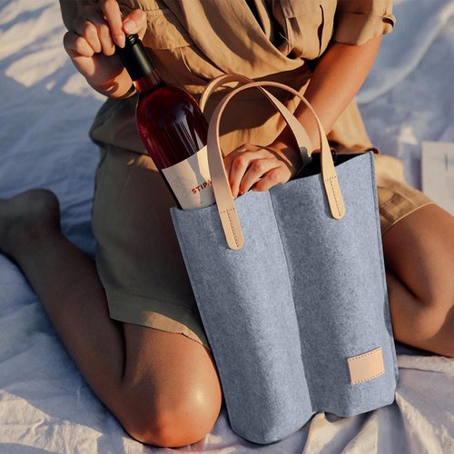 Daphilly Wine Bags - 2 Bottle Felt Gift Bags for Wine, Perfect for Birthday, Wedding, Graduation, Christmas & Thanksgiving