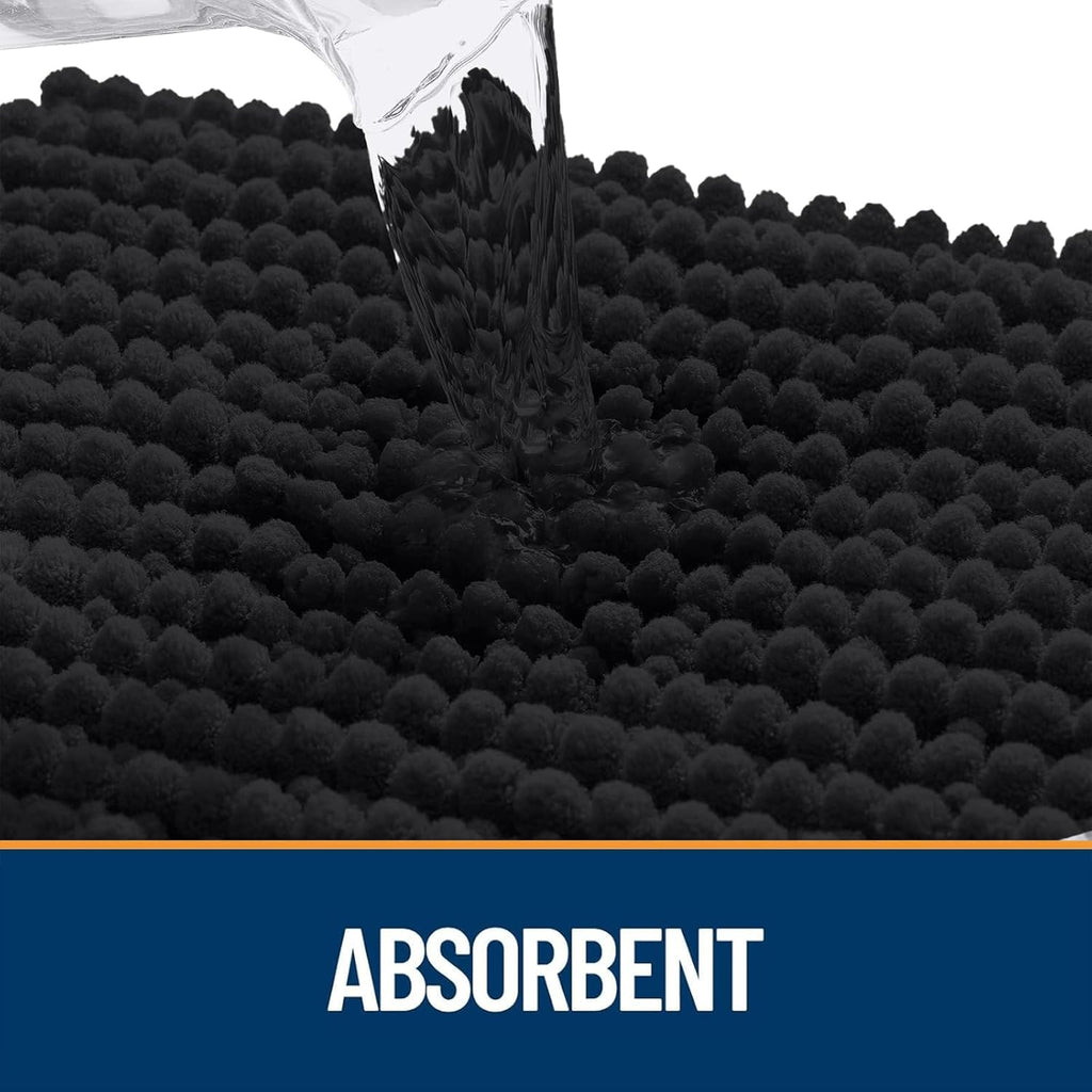 OLANLY Dog Door Mat - Ultra Absorbent Chenille Mud Doormat | Non-Slip, Washable, 30x20, Black