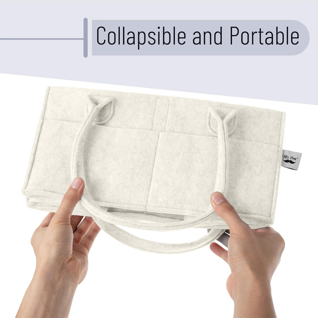 Mr. Pen Baby Diaper Caddy Organizer - Medium Beige Nursery Storage Bin & Car Organizer for Wipes