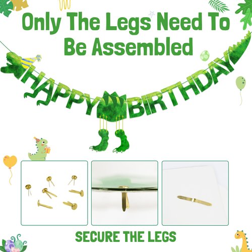Pre-Strung Dinosaur Birthday Decorations - Dinosaur Happy Birthday Banner,Party Decorations for Boys Girls Kids,Dino Theme Hanging Swirl, Honeycomb Centerpiece Table Decor