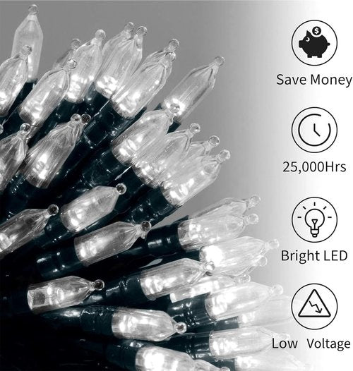 Brightown Christmas Lights - 50 LED Mini String Lights | 18 Feet, Waterproof, 8 Modes, Pure White