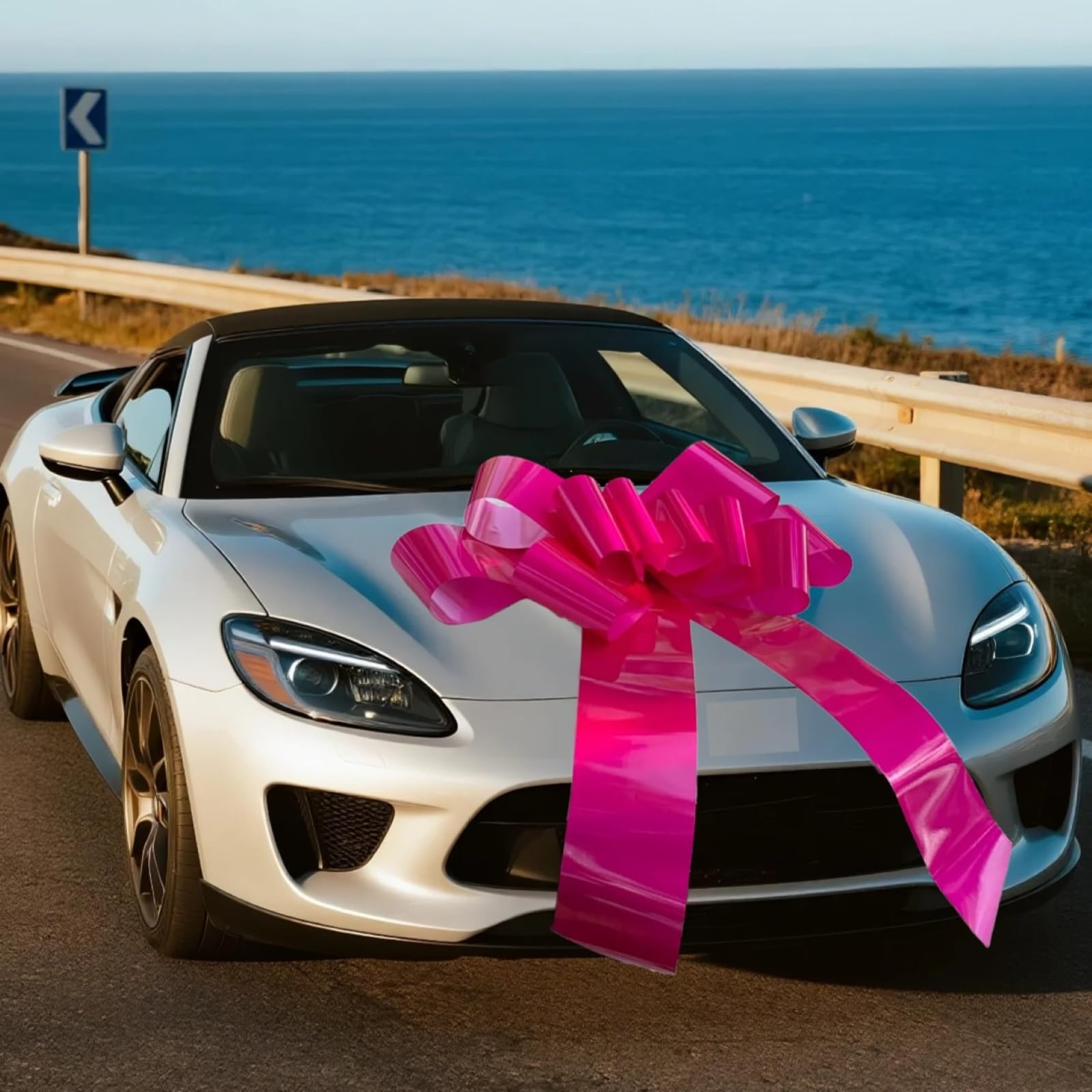 Ailuka Big Pink Car Bow (30 Inch, 1 Pack)- Giant Gift Bow for Car, Large Pink Bow for Appliances, Bike, New House, Huge Bow for Birthday, Graduation, Christmas, Party.