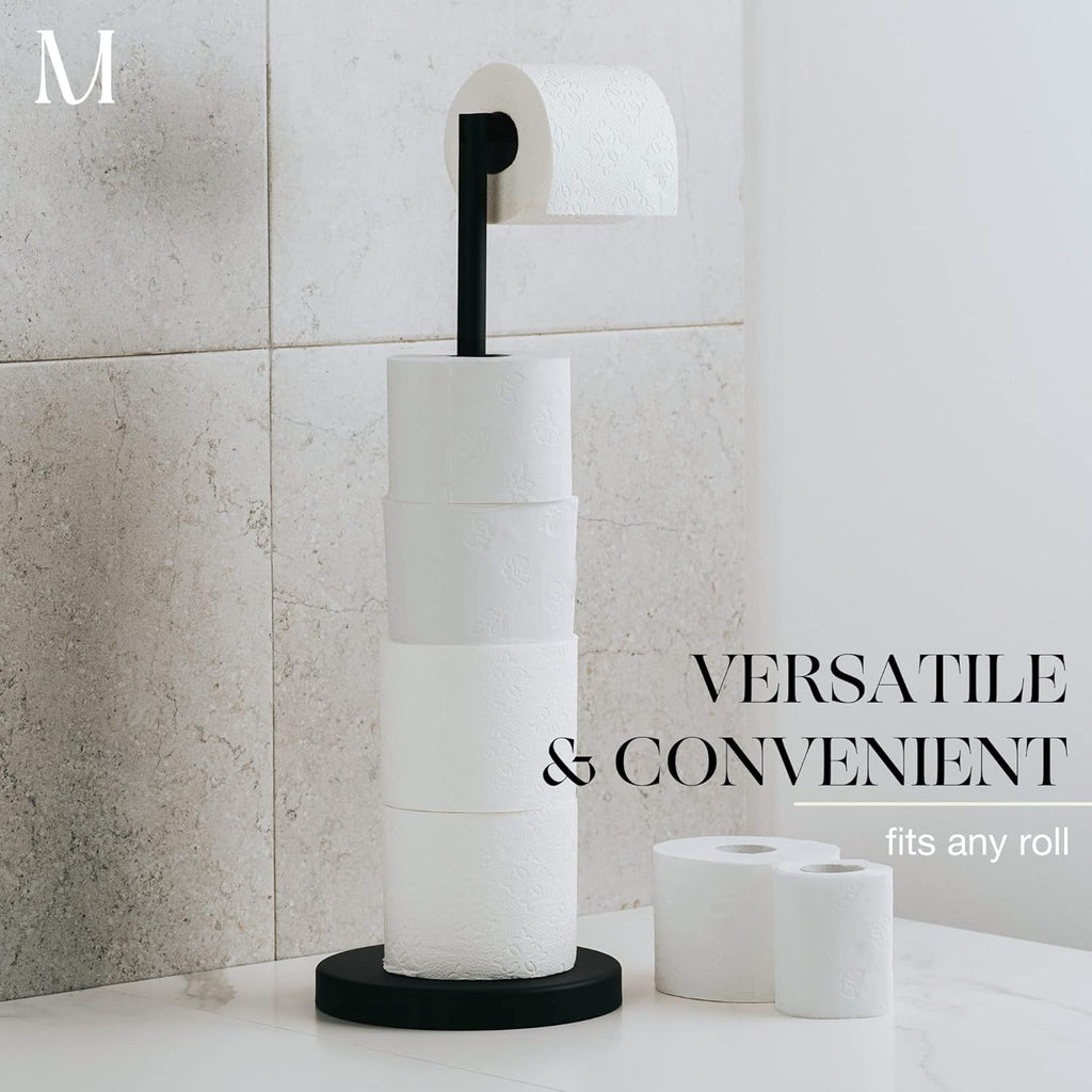 Marmolux Acc Free Standing Toilet Paper Holder - Modern Matte Black Design for 4 Rolls