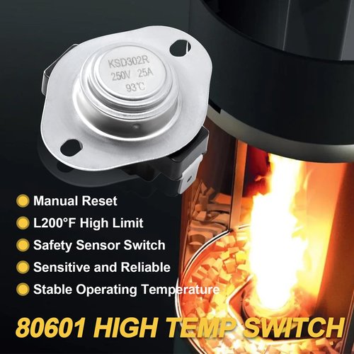 Adviace 80599 Low-Temp & 80601 High Temp Limit Switch for Vogelzang VG5790, VG5770, USSC/US Stove Bay Front 5660 and Ashley AP5660, AP5660L, AP5710 Pellet Stoves, Thermodisc Safety Sensor Snap Disc.