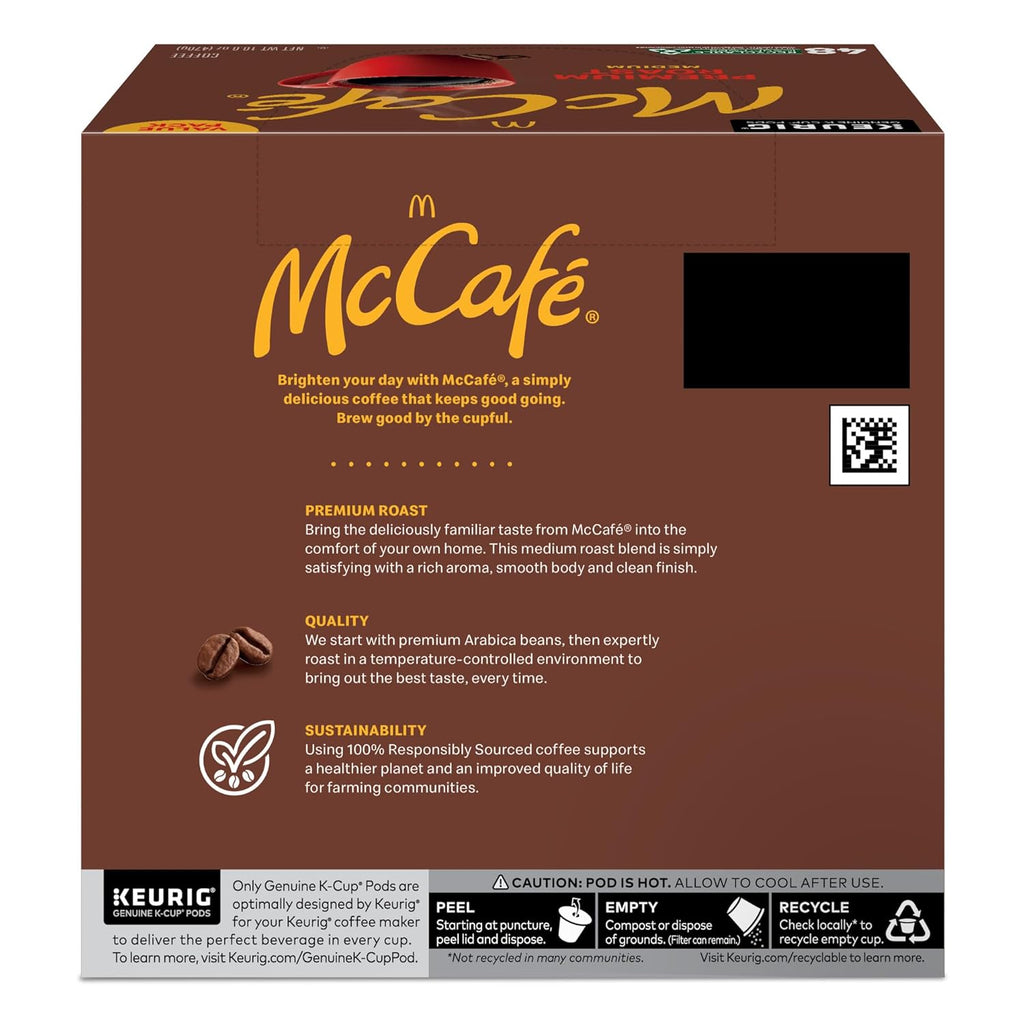 McCafé Premium Roast K-Cup Pods - Medium Roast Coffee, 48 Count for Rich Flavor and Convenience