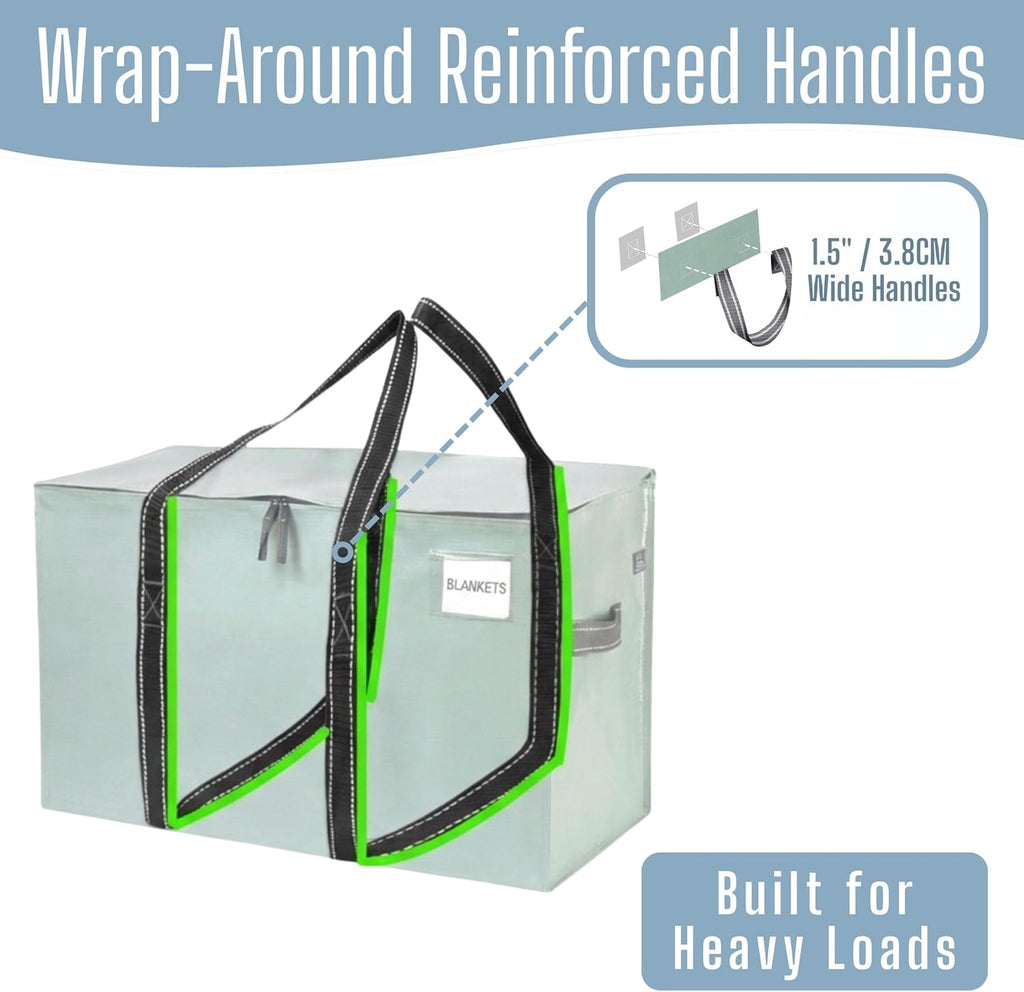 VENO Heavy Duty Moving Bags - Extra Large, Foldable Storage Solution with Reinforced Handles & Strong Zippers | 6 Pack