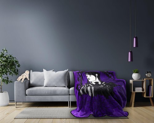 Jay Franco Plush Throw Blanket – 46" x 60" Inch Kids Soft & Cozy Fleece Throw for Bedroom & Couch Décor, Official Licensed Product, Purple - Wednesday
