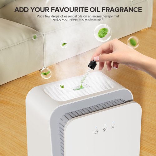 Dehumidifier for Home,1000 sq.ft Dehumidifier for Basement Bathroom Bedroom with Auto Shut Off, Built-in Aromatherapy Diffuser,7 Colors LED Light, Quiet Dehumidifiers with Sleep Mode(CS08-Milky)
