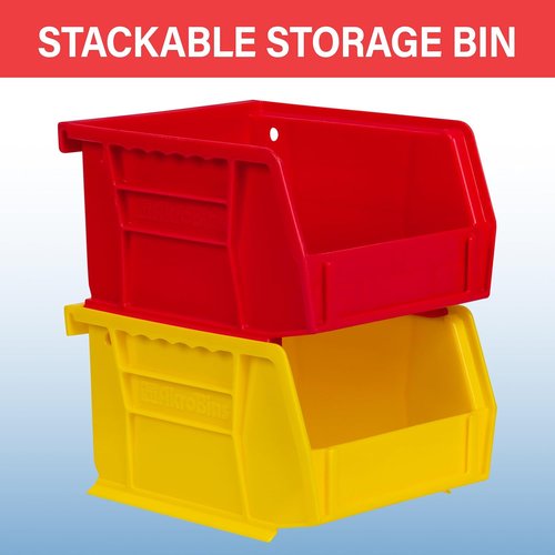 Akro-Mils Plastic Storage Bins - Space-Saving Stackable Organizers for Garage & Pantry | 5" x 4" x 3", Red, 6-Pack