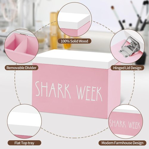 BORAENDEY Tampon Holder and Feminine Products Organizer for Bathroom, Shark Week Storage, Dispenser, Farmhouse Container, Accessories Box for Girl Stuff