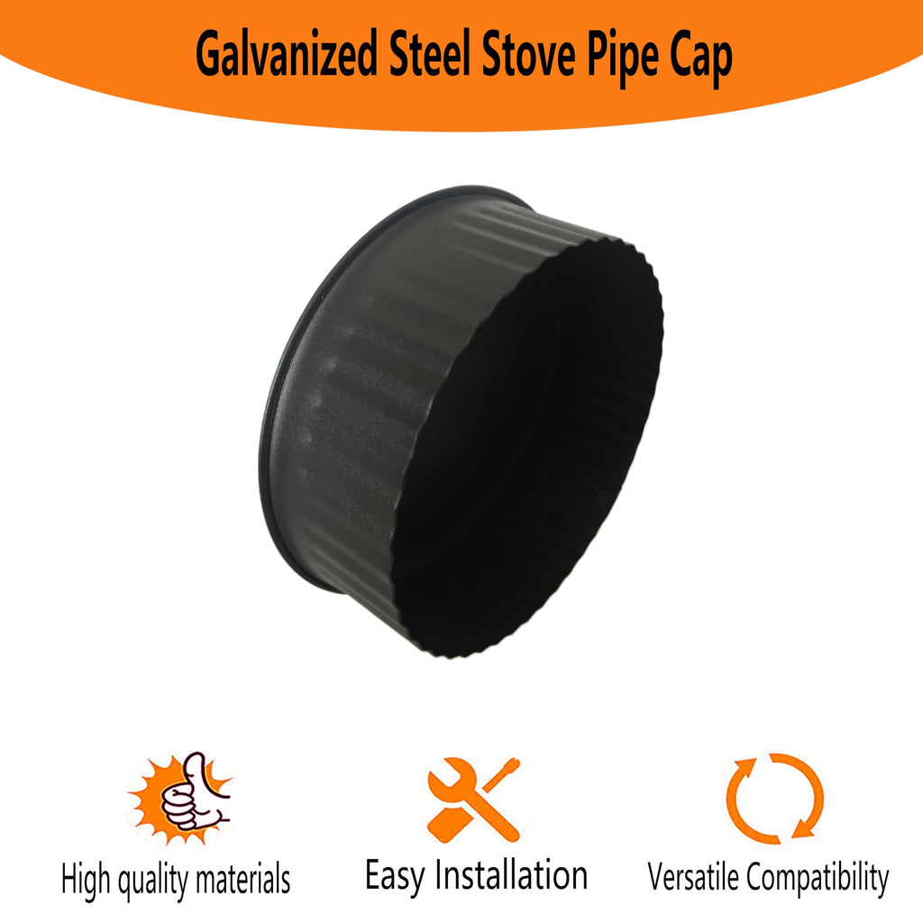 lrnyso corrugate Flue Cover Cap，Indoor Chimney Pipe Cap，Round Chimney Stove Pipe Plug，Stove Pipe Cap BM0152 7 inch Fireplace Chimney Pipe 24Gauge