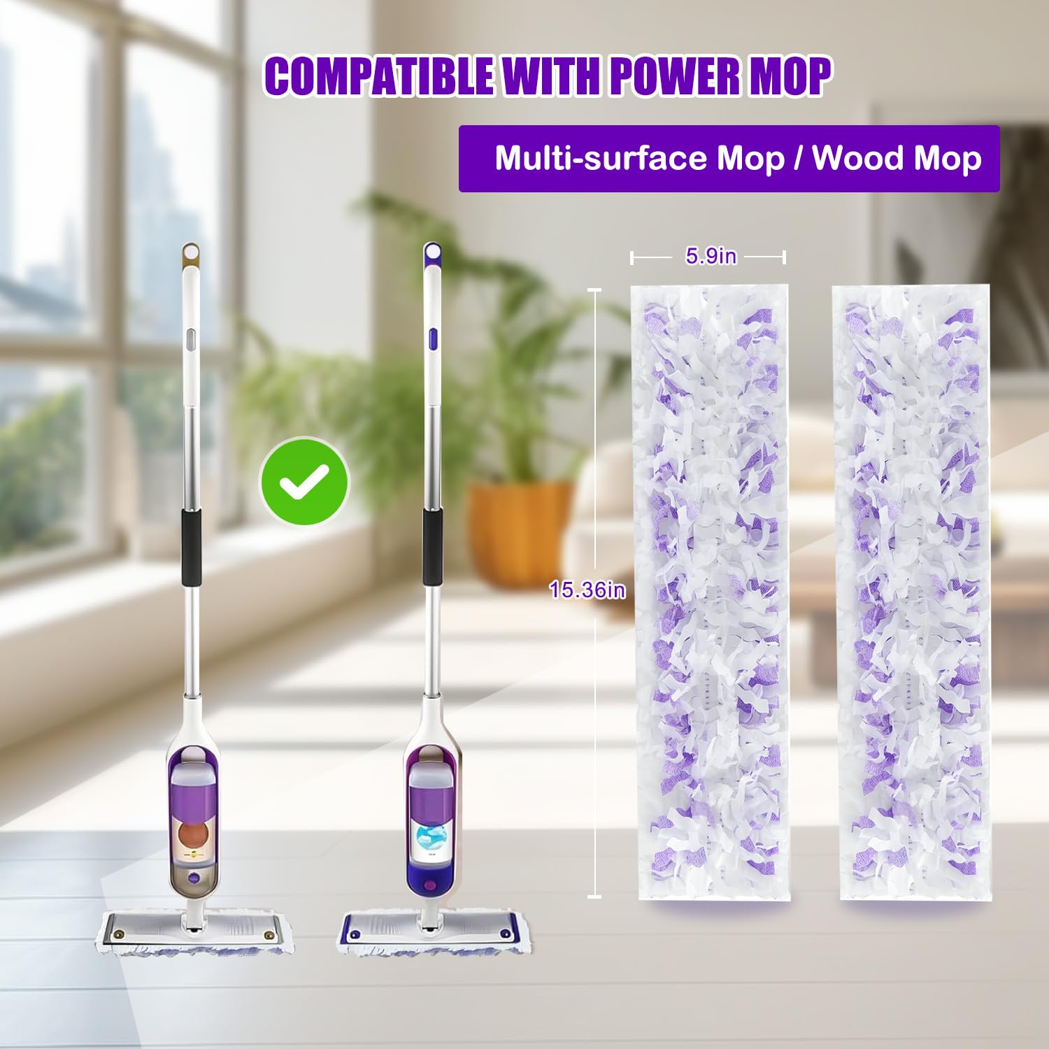 Power Mop Pads Refills for Swiffer PowerMop Multi-Surface Mopping Pad Disposable Replacement Mop Pads Compatible with Swiffer PowerMop,Safe on All Finished Floors,18 Count