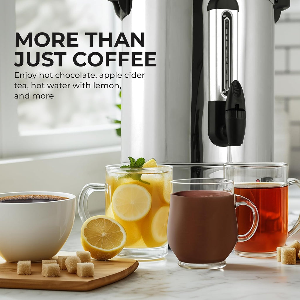 Zulay Kitchen Commercial Grade Coffee Maker - 50 Cups Double-Wall Stainless Steel Urn | Quick Brew & Keeps Beverages Hot - Silver