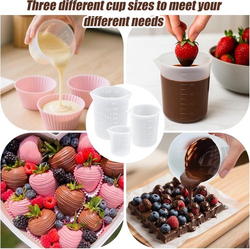 Juome Silicone Measuring Cups Set - 6PCS for Melting Chocolate | Dishwasher Safe, 100/250/350ml Capacity