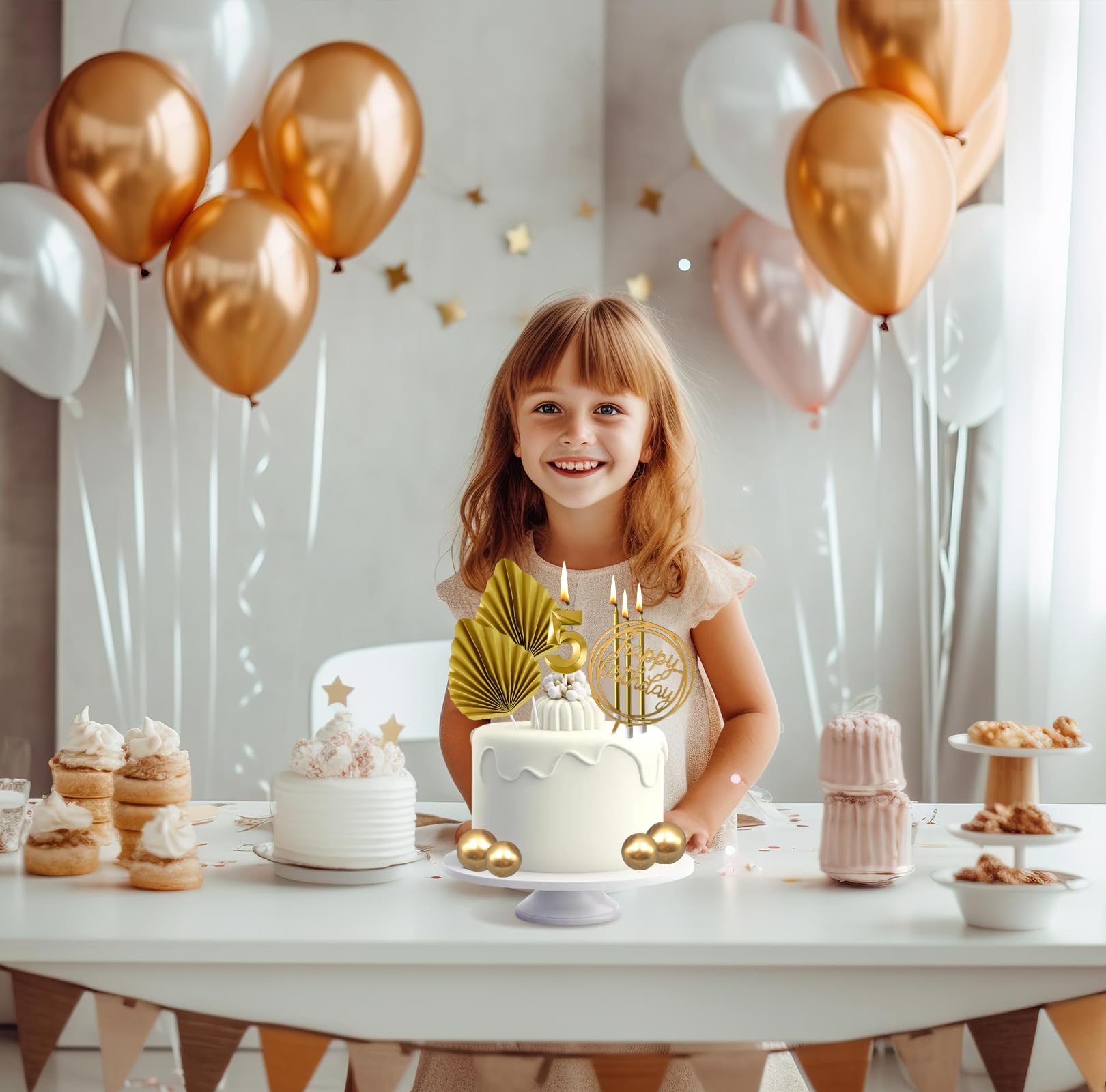 Gold Birthday Candles, Tyotrbs Happy Birthday Candle For Cake birthday candles Numbers Birthday Candles DIY Cake Decor for Men Women Wedding Anniversary