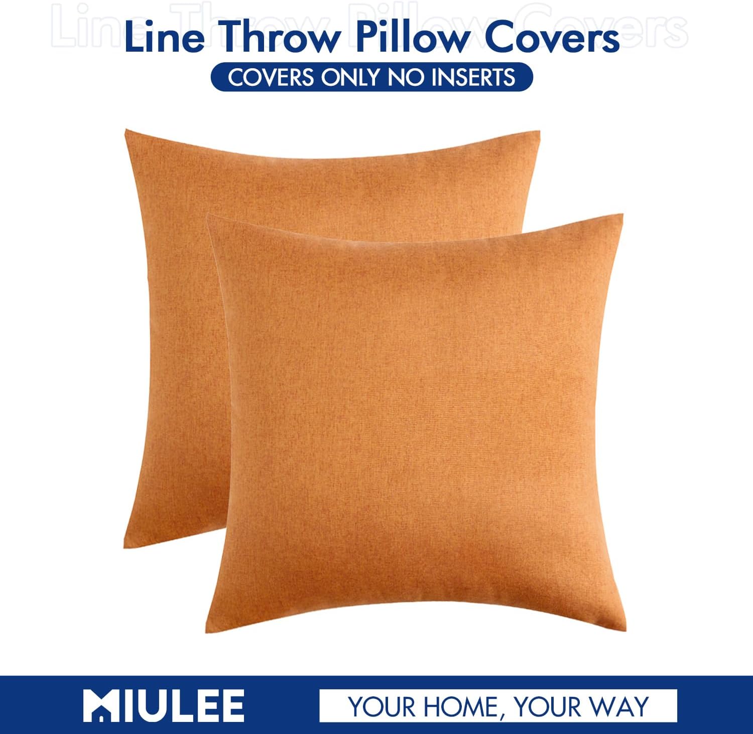 MIULEE Decorative Outdoor Throw Pillow Covers - Waterproof Faux Linen Cushion Cases | 16x16 Inch Brown (Pack of 2)