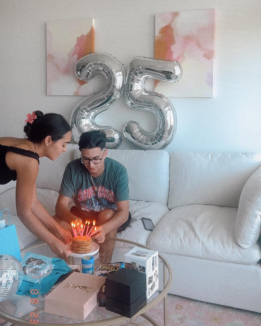 Silver Number 25 Balloon - 40 Inch Metallic Decoration for 25th Birthday Celebrations