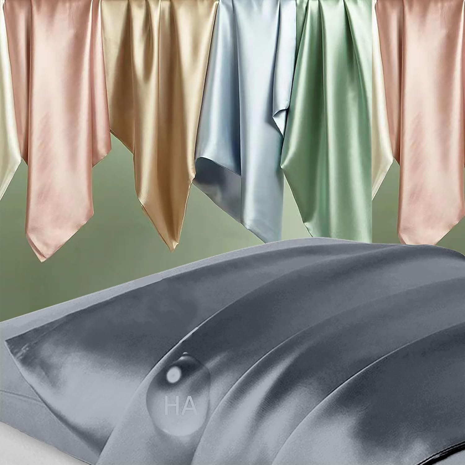 Regine Switzerland Silk Pillowcase Set - Natural Mulberry Silk for Hair & Skin | King Size, Space Grey