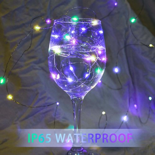 Fairy Lights 7Ft Twinkle String Lights - 20 LED Waterproof Battery Operated | Rainbow-Pastel for Parties & Weddings