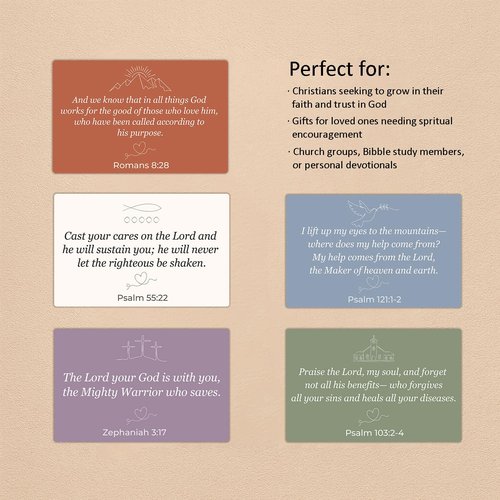 Obujopal 100 Pcs Prayer Card, Bible Verse Scripture Prayer Cards for Women and Men, Encouragement Motivational Christian Gift