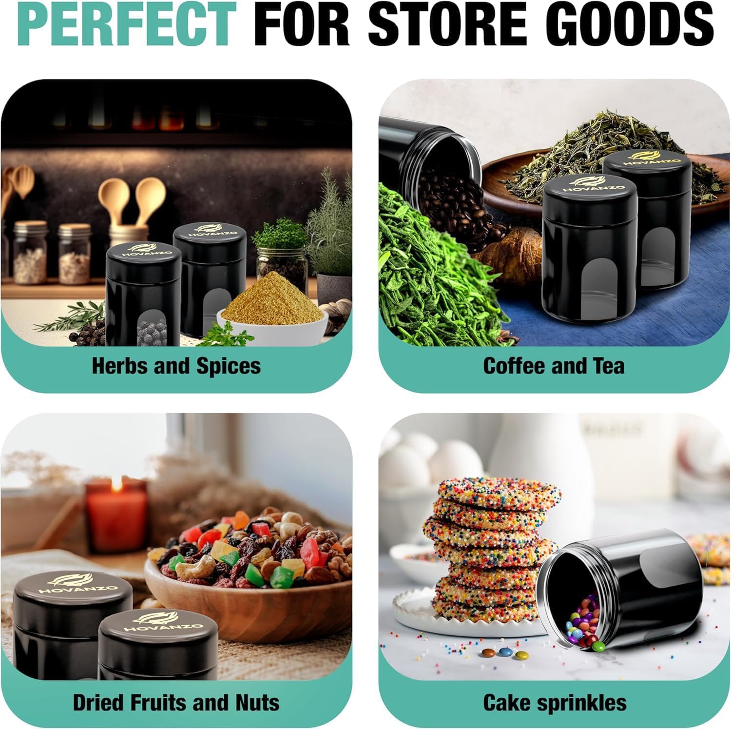 Premium Airtight Glass Storage Jars 500ml, 2 Pack, with 69% Humidity Control Packs - UV Air Tight Jars with Child-Resistant Lid - Airtight Jar Container, Air Tight Storage,Storage Jars for Herb/Spice