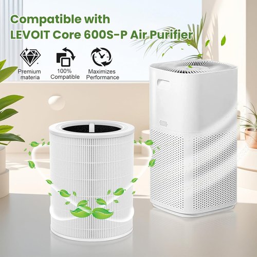 Levoit Core 600S Replacement Filter - 3-in-1 True HEPA & Activated Carbon for Large Rooms | 2 Pack