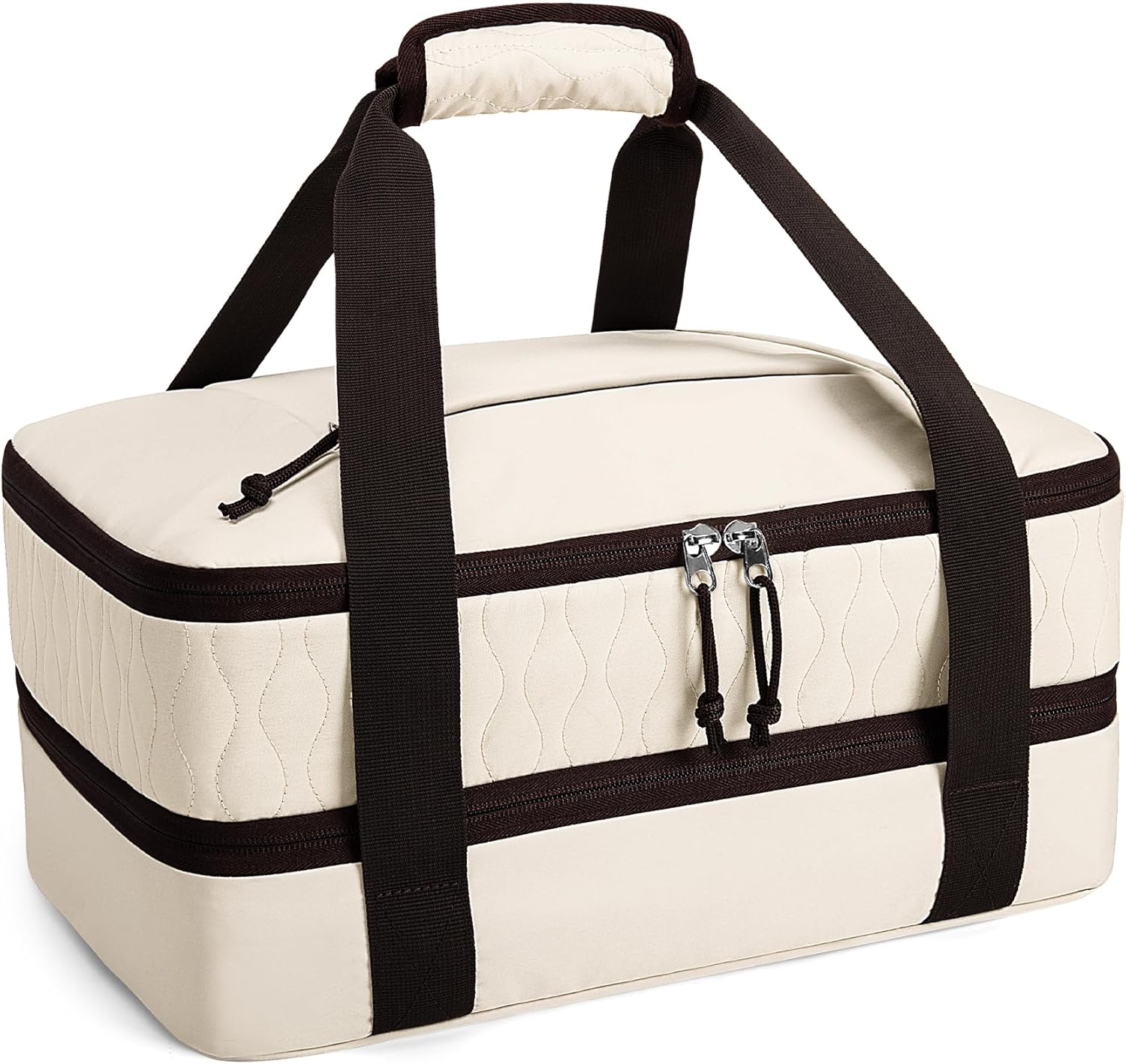 Trunab Insulated Casserole Carrier - Double Thermal Food Containers for 9x13 Inch Dishes | Beige