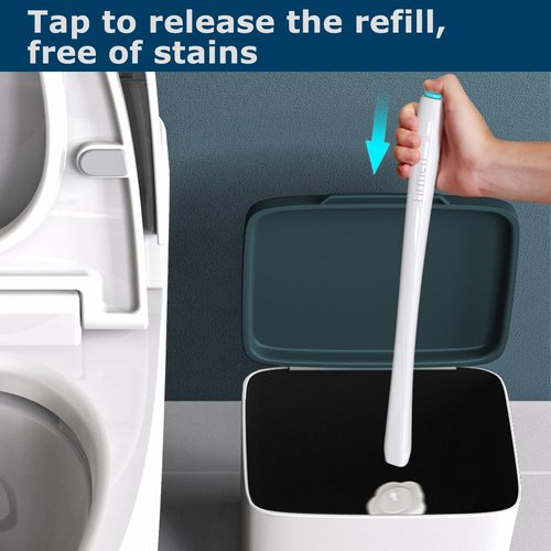 Tirmen Disposable Toilet Brush: Toilet Bowl Brush and Holder Set with 40 Wand Refills, Upgraded Handle, 2X Cleaners, Toilet Cleaning System with Storage Caddy for Sink, Bathtub, Floor, Drain (Green)