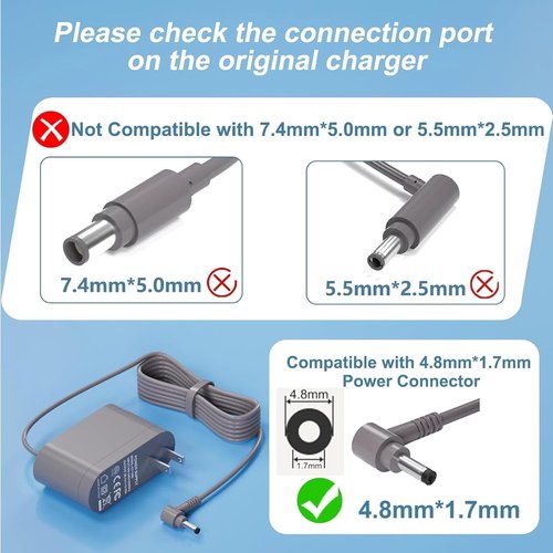 Dyson 30.45V Vacuum Charger - Compatible with V10, V11, V12, V15, SV12, SV14, SV16, SV20, SV22 Models