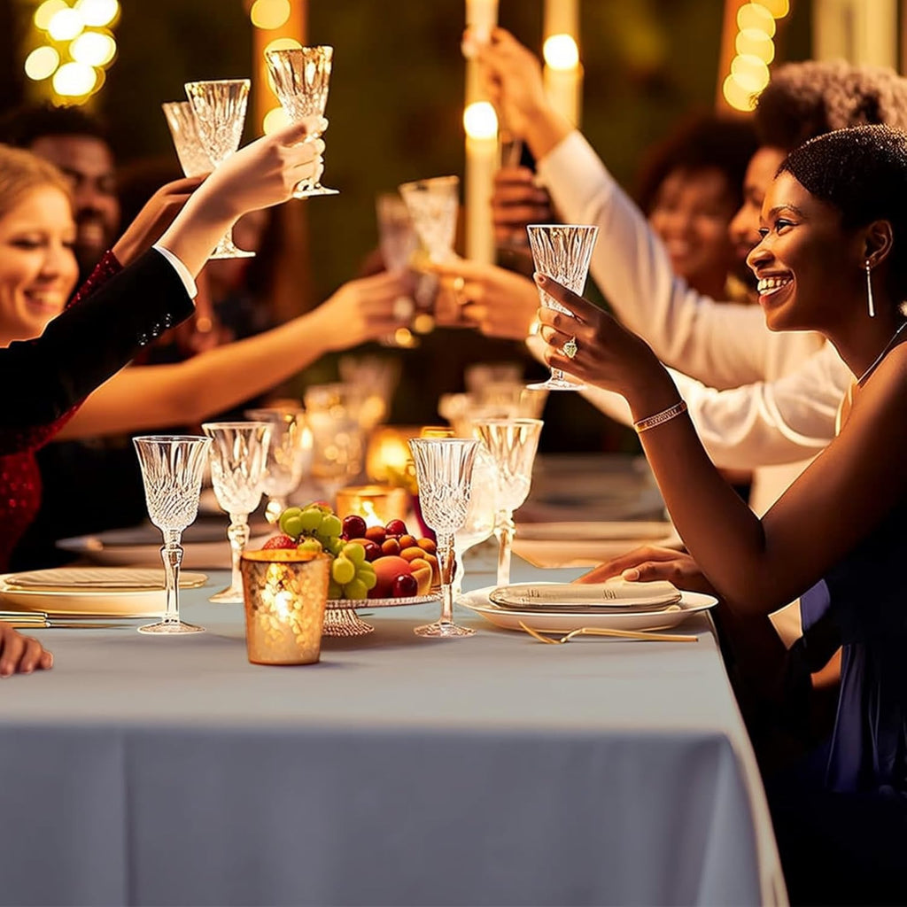 Skiennix Premium Disposable Plastic Tablecloths - 6 Pack | 54" x 108" for Indoor/Outdoor Events - Silver Grey