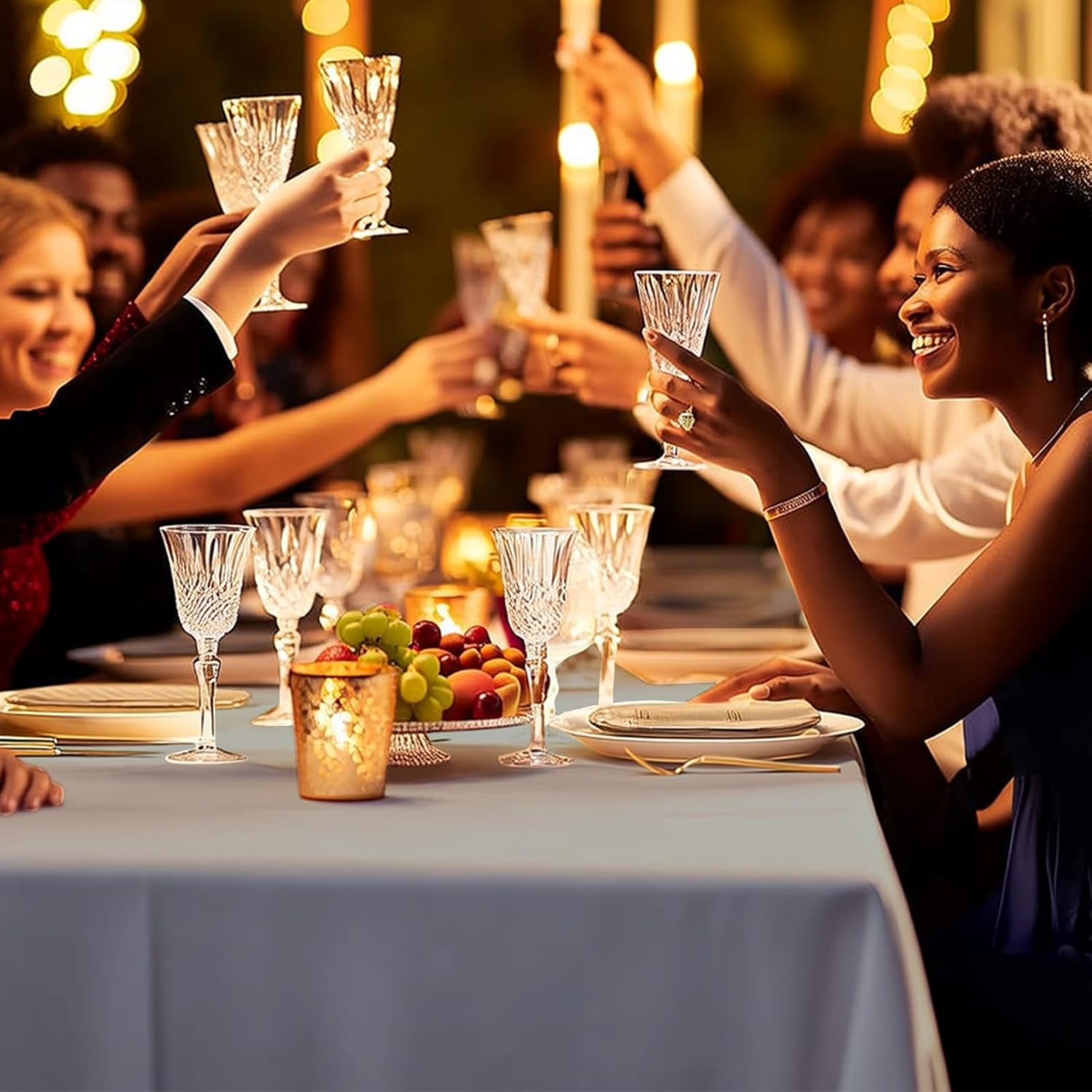 Skiennix Premium Disposable Plastic Tablecloths - 6 Pack | 54" x 108" for Indoor/Outdoor Events - Silver Grey